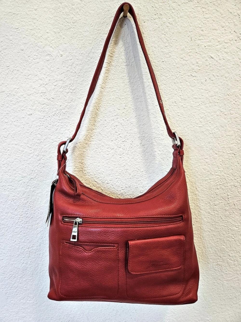 Stone Mountain Utility Leather Shoulder Bag in Red NWT